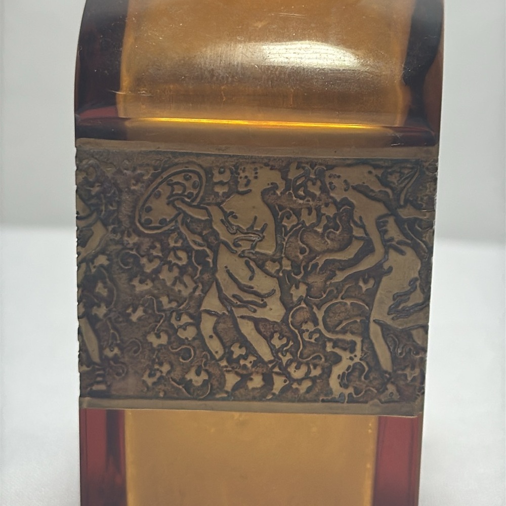 Moser Signed Art Nouveau Amber Glass Decorative Bottle - Picture 8 of 14